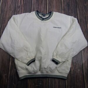 A.M. Player Windbreaker Pullover Mens Large White Nylon Golf V-Neck Ribbed Trim